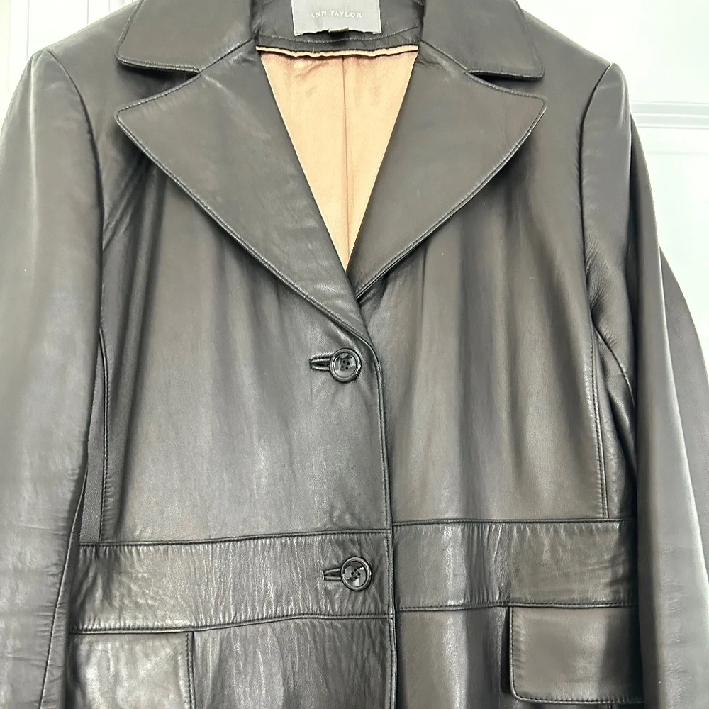 New Gorgeous Ann Taylor Leather Coat - Picture 3 of 12